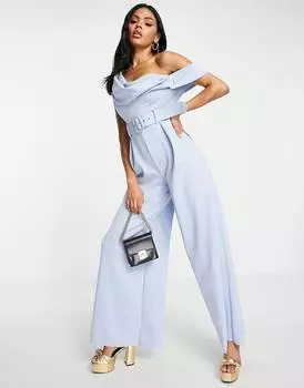 Ярко-синий комбинезон с аквалангом на одно плечо и брюки-кюлоты ASOS DESIGN
