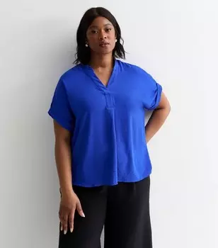 Ярко-синий топ Curves с V-образным вырезом New Look, ярко-синий