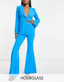 Ярко-синий трикотажный костюм с расклешенным принтом ASOS DESIGN Hourglass