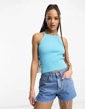 Ярко-синяя майка с высоким квадратным вырезом ASOS DESIGN