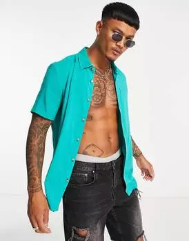 Ярко-зеленая рубашка из вискозы классического кроя ASOS DESIGN