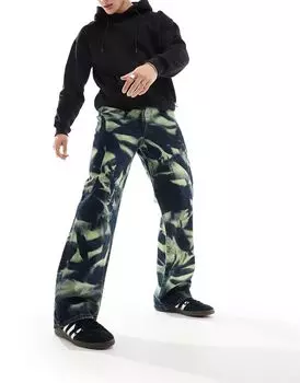 Ярко-зеленые мешковатые джинсы с широким подолом ASOS DESIGN