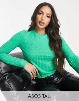 Ярко-зеленый меланжевый топ в крупную рубчик ASOS DESIGN Tall