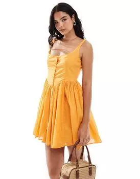 Ярко-желтый мини-сарафан для пикника из вуали ASOS DESIGN