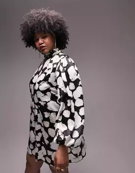 Яркое платье мини с рукавами-колокольчиками Topshop