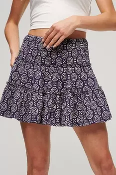 Ярусная мини-юбка из джерси Superdry, синий