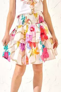 Ярусная юбка Katie с ярким принтом Angel & Rocket, белый