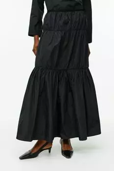 Ярусная юбка макси H&M, черный