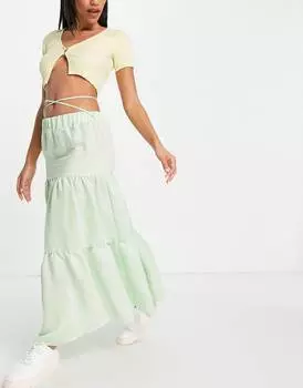 Ярусная юбка макси мятного цвета ASOS DESIGN