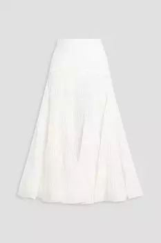 Ярусная юбка миди из органзы плиссе ZIMMERMANN, белый