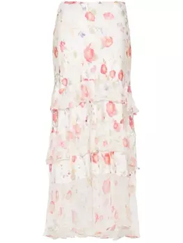 Ярусная юбка миди Preslee Rixo, белый