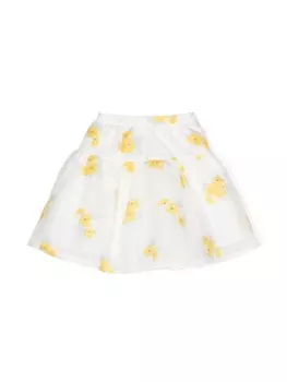 Ярусная юбка с цветочным узором Hucklebones London, белый