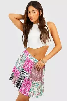 Ярусная юбка с пейсли Boohoo, разноцветный