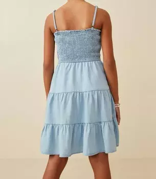 Ярусное джинсовое платье со сборками для девочек Olivia Hayden LA