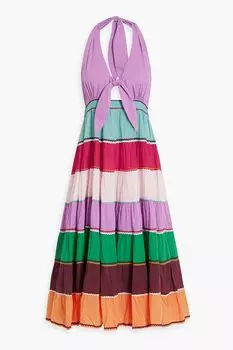 Ярусное хлопковое платье миди Perrine с вырезом и воротником-халтер ANTIK BATIK, сиреневый