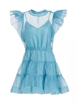 Ярусное мини-платье Monique SIMKHAI, синий