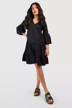 Ярусное платье для беременных Boohoo, черный