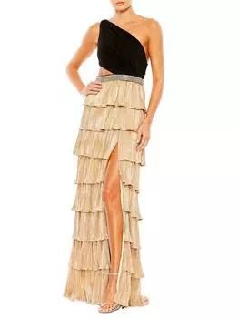 Ярусное платье Ieena на одно плечо Mac Duggal, черный