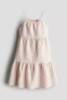 Ярусное платье из жаккардовой ткани H&M, розовый