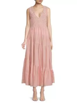 Ярусное платье макси Juno со сборками Free People, цвет Guava Combo