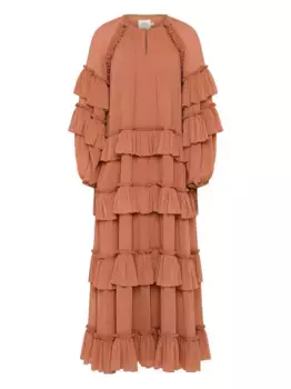 Ярусное платье макси Mina с оборками Aje, коричневый