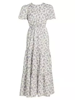 Ярусное платье макси Plaza с вырезами из смесового хлопка Wayf