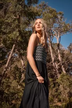 Ярусное платье макси с вышивкой Long Tall Sally, черный