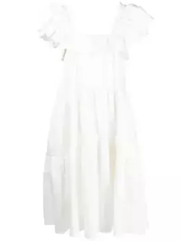 Ярусное платье миди Cicely Kika Vargas, белый