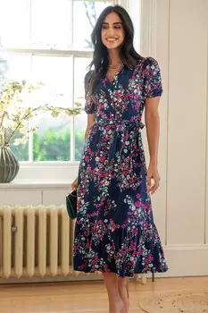 Ярусное платье миди Jodie из джерси Pour Moi, фиолетовый