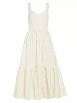 Ярусное платье миди Josephina из смешанной техники Tanya Taylor