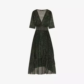 Ярусное платье миди с оборками Maje, цвет verts