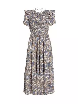 Ярусное присборенное миди-платье Loire EN SAISON, синий