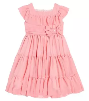 Ярусное шифоновое платье с бантом Patachou, розовый