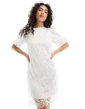 YAS – Белое мини-платье с рукавами до локтя с цветочным узором