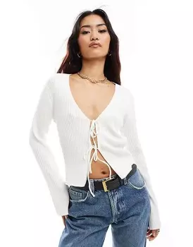 YAS – Кардиган белый с завязками спереди