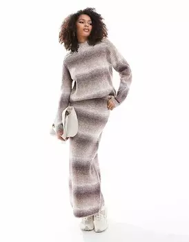 YAS – Трикотажная юбка макси нейтрального цвета с градиентом, комбинированная деталь