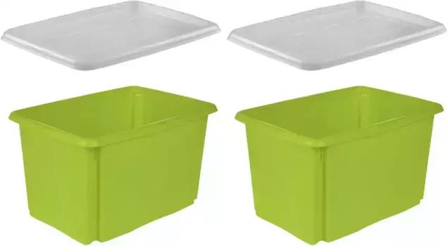 Ящик для хранения хранителей "emil", (набор, 2 шт.), 45 л, с крышкой, качественный пластик Keeeper 39х29,5х54,5 см, зеленый