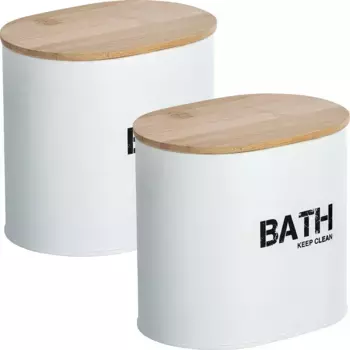 Ящик для хранения WENKO "Гара", (набор, 2 шт.) 14,5х13,5х32,5 см, белый/коричневый