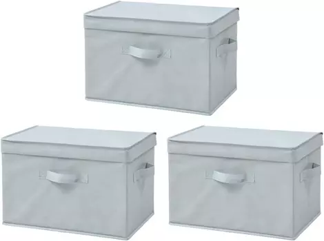 Ящик для хранения Yamazen YNF2-3PF (LGR) с крышкой, набор из 3 шт., совместим с цветной коробкой, ручка в комплекте, ширина 15,0 x глубина 9,8 x высота 9,8 дюйма (38 x 25 x 25 см), готовый продукт, светло-зеленый, Lightgreen