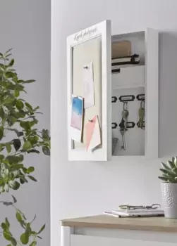 Ящик для ключей для домашних дел с льняной подушечкой для хранения фотографий и заметок Home affaire 30х40х8 см, белый