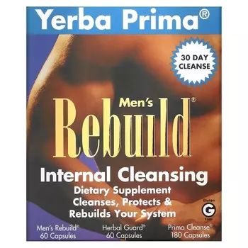 Yerba Prima Men's Rebuild Internal Cleansing программа из 3 этапов, 3 флакона