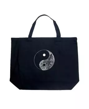 Yin Yang - Large Word Art Tote Bag LA Pop Art, черный