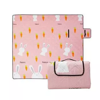 Yjhome коврик для пикника водонепроницаемый и влагостойкий утолщенный пляжный коврик розовый кролик 150*200 размер хранения 40x26x8 см