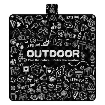 Yjhome открытый кемпинг пикник портативный черно-белый граффити коврик для пикника влагостойкий коврик черный граффити кемпинг 200*200 см