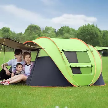 Yjhome, полностью автоматическая уличная палатка для кемпинга, непромокаемая быстрооткрывающаяся палатка без сборки, серебристо-зеленая, для 3-4 человек