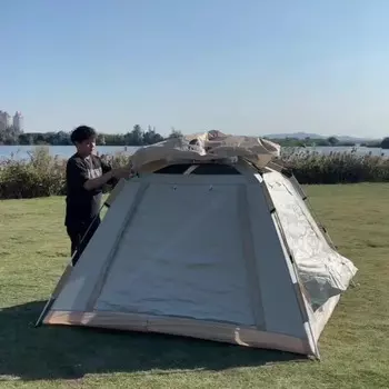 Yjhome портативная складная палатка для улицы, непромокаемая, полностью автоматическая, быстро открывающаяся, две комнаты и одна гостиная, 8-10 человек, облачно-серый цвет