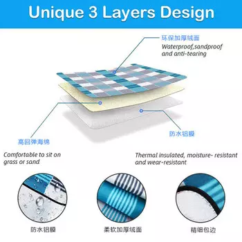Yjhome толстый складной пляжный коврик в богемном греческом стиле, коврик для пикника 150x200 см без сумки