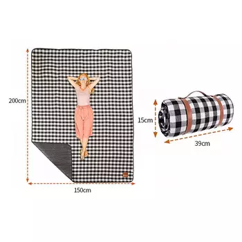 Yjhome весенне-осенний влагостойкий коврик для пикника на открытом воздухе, кемпинговый коврик для 4-6 человек, большой размер, черно-белый коврик с сеткой 150*200 см