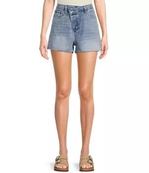 YMI Jeanswear Асимметричные шорты с потертостями и высокой посадкой, синий