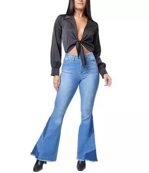 YMI Jeanswear Расклешенные джинсы с высокой посадкой и боковыми вставками, синий